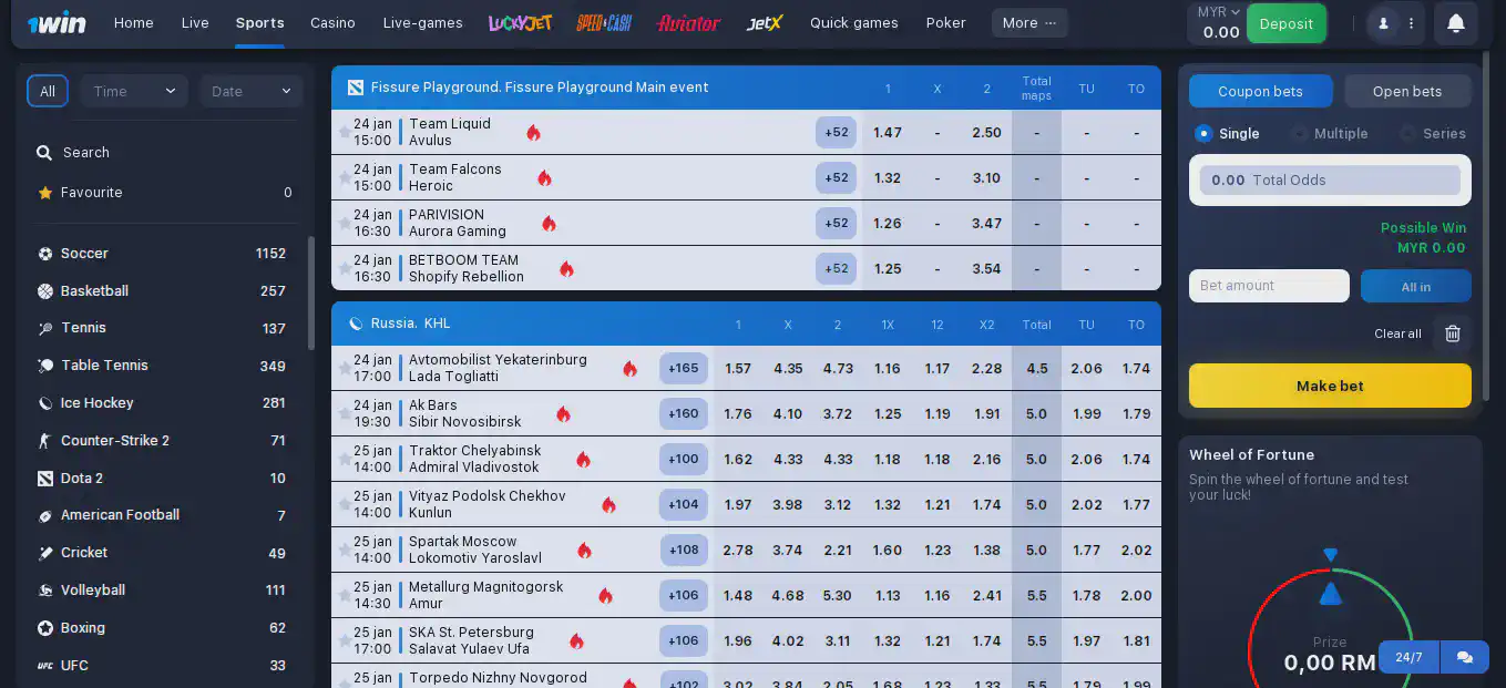 1win sports betting